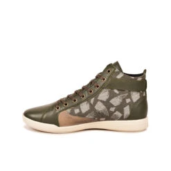 Basket Montante Femme Ultra-Confort - Jacquard Recyclé - Kaki - Streetwear -Pataugas Soldes Boutique 628274 BASKET FEMME PALME WT KAKI 3