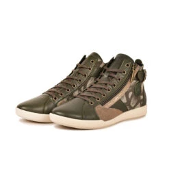 Basket Montante Femme Ultra-Confort - Jacquard Recyclé - Kaki - Streetwear -Pataugas Soldes Boutique 628274 BASKET FEMME PALME WT KAKI 5