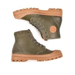 Boots Femme en Cuir Kaki - Fabriqué en France - Confort Optimal -Pataugas Soldes Boutique 628300 BOOTS FEMME AUTHENTIQUE M G F4H KAKI 6