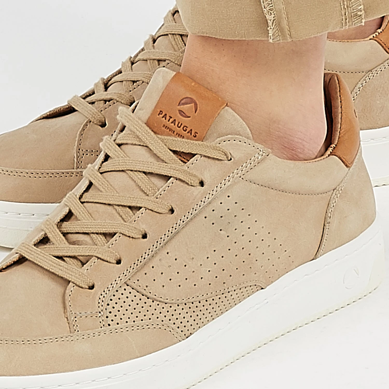 Baskets Homme BASALTE - Cuir Nubuck Confortable - Beige 5 Baskets Homme BASALTE - Cuir Nubuck Confortable - Beige – Image 3