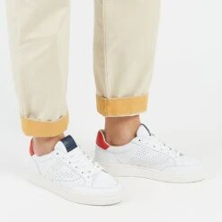 Chaussures de Course Homme - Confort Cuir Blanc et Rouge pour Sport et Loisirs -Pataugas Soldes Boutique BASALTNH2HBLANCROUGE1