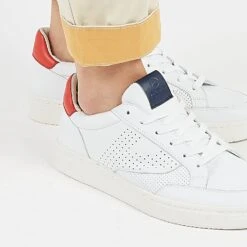 Chaussures de Course Homme - Confort Cuir Blanc et Rouge pour Sport et Loisirs -Pataugas Soldes Boutique BASALTNH2HBLANCROUGE2