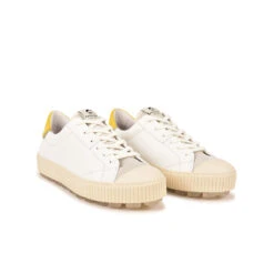 Baskets Femme ARAN - Confort Tout-Terrain - Blanc/Jaune - Randonnée Urbaine -Pataugas Soldes Boutique BASKET FEMME ARAN MIX F2H BLANC JAUNE 4
