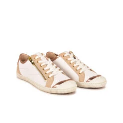 Baskets Femme Confortables en Cuir Souple - Blanc/Beige - Printemps/Été -Pataugas Soldes Boutique BASKET FEMME BAHIA SME F2H BLANC BEIGE 628048 912 4
