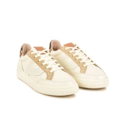 Baskets Femme BASALTE en Cuir Blanc - Confort Optimal & Style Léopard - Ville/Détente -Pataugas Soldes Boutique BASKET FEMME BASALT MIXL F4I CREME 628475 155 4