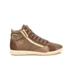 Baskets Femme en Cuir Confortables - Semelle Flex - Taupe