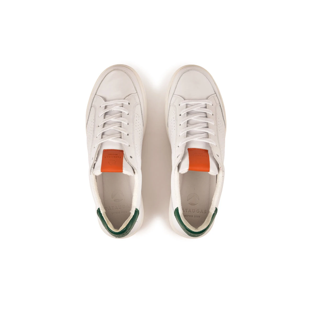 Chaussures Basses Homme - Sneaker en Cuir Confortable - Blanc/Vert 6 Chaussures Basses Homme - Sneaker en Cuir Confortable - Blanc/Vert – Image 4