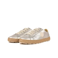 Basket Espadrille Femme Ultra-Confort en Cuir Argenté - Plage & Ville -Pataugas Soldes Boutique CHAUSSURE FEMME PAM M F2H ARGENT 5
