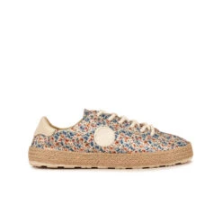 Basket Femme Confortable en Toile Florale - Printemps - Ocre