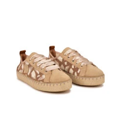 Basket Espadrille Femme - Cuir Suédé & Textile Écologique - Beige -Pataugas Soldes Boutique CHAUSSURE FEMME PANKE GR F2H BEIGE 4