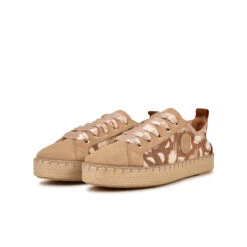 Basket Espadrille Femme - Cuir Suédé & Textile Écologique - Beige -Pataugas Soldes Boutique CHAUSSURE FEMME PANKE GR F2H BEIGE 5