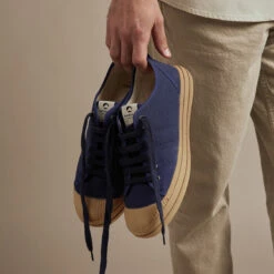 Basket Homme ETCHE - Confort Supérieur & Éco-Responsable - Bleu/Miel -Pataugas Soldes Boutique ETCHELTWKH2HMARINEGUM