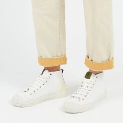 Baskets Homme Éco-Responsables - Coton Recyclé & Cuir d'Ananas - Blanc -Pataugas Soldes Boutique ETCHEMTEDH2HBLANC1