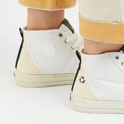 Baskets Homme Éco-Responsables - Coton Recyclé & Cuir d'Ananas - Blanc -Pataugas Soldes Boutique ETCHEMTEDH2HBLANC2