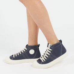 Chaussures Montantes Femme Confortables en Coton Recyclé - Bleu Marine - Randonnée Urbaine -Pataugas Soldes Boutique ETCHEMTF2HMARINE1