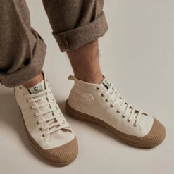 Basket Homme ETCHE - Coton Recyclé Confortable - Écru/Gomme -Pataugas Soldes Boutique ETCHEMTWKH2HECRUGUM 2