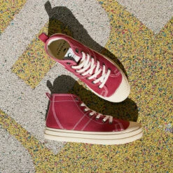 Baskets Montantes Femme ETCHE - Coton Recyclé Confortable - Bordeaux -Pataugas Soldes Boutique F Etche M T F2H Bordeaux 01