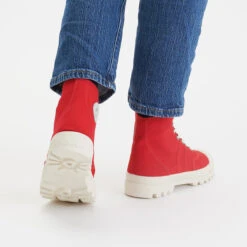 Bottes Femme en Coton Bio - Confortables et Écologiques - Rouge pour Ville et Campagne -Pataugas Soldes Boutique ORIGINALETF4GROUGE 0918