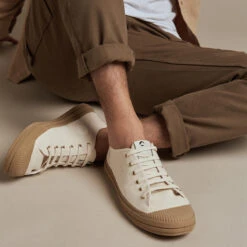 Basket Homme ETCHE - Coton Recyclé Ultra Confortable - Écru/Gomme -Pataugas Soldes Boutique PE22 H Etche Low Workwear EcruGum 2