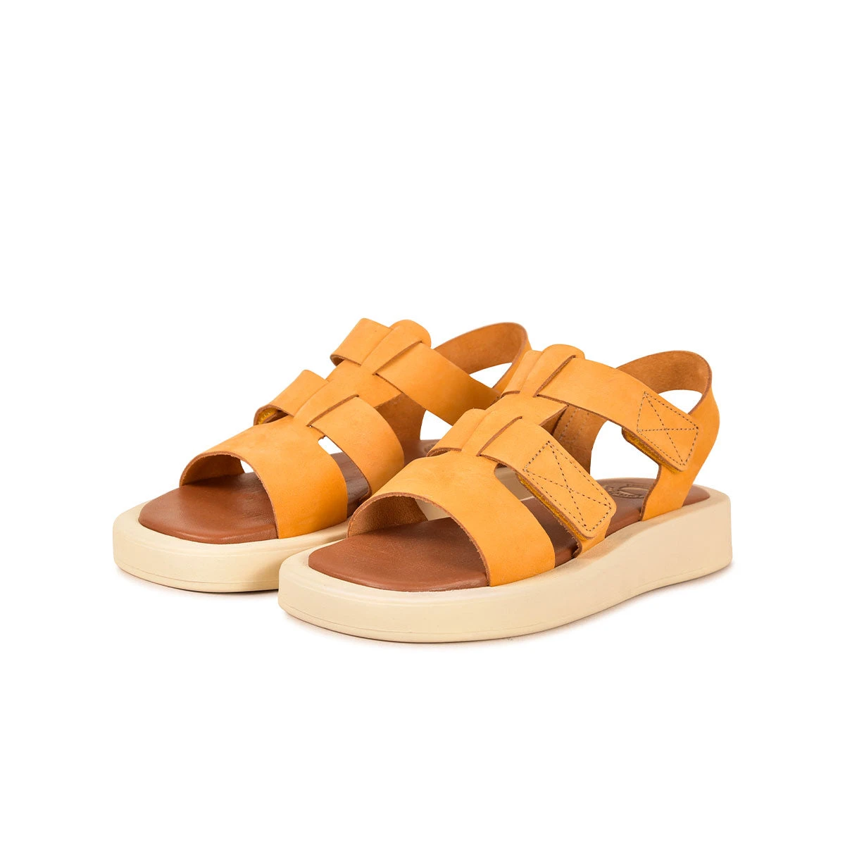 Sandales Femme Confortables en Cuir - Style Tendance Ocre - Idéales pour l'Été 5 Sandales Femme Confortables en Cuir - Style Tendance Ocre - Idéales pour l'Été – Image 3